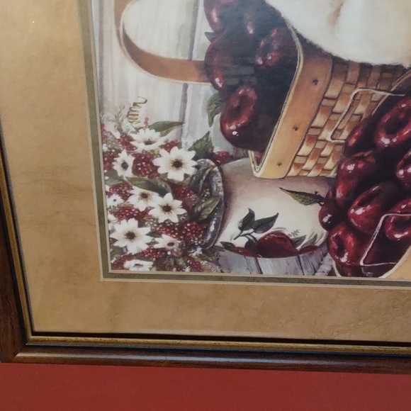 VINTAGE HOME AND GARDEN FRAMED PICTURE YELLOW LABS APPLES GORGEOUS - Picture 2 of 5